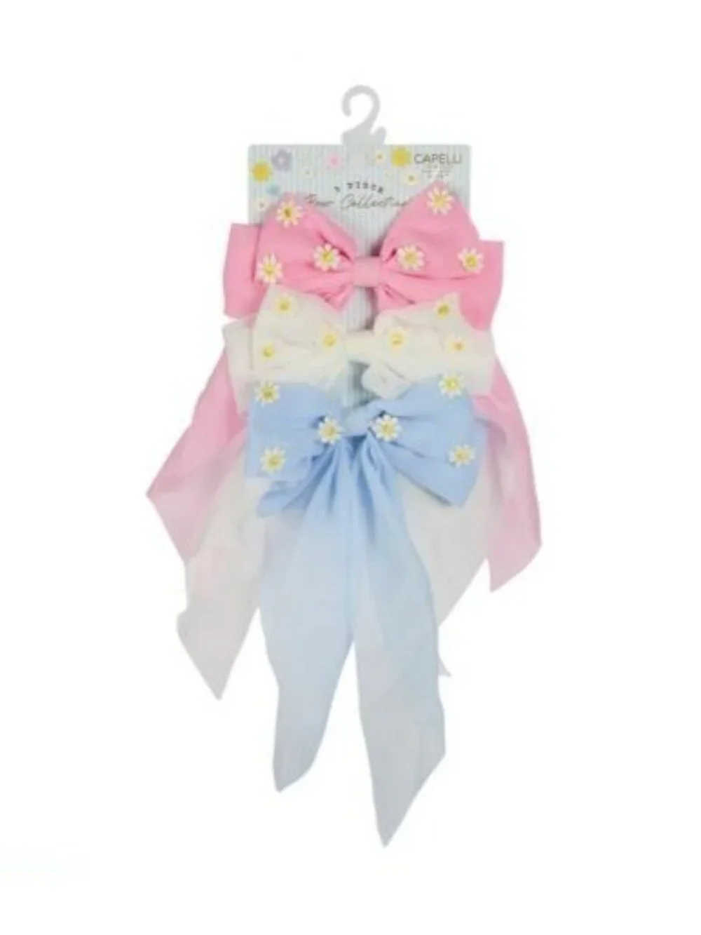 Capelli 3 Piece Daisy Ribbon Hair Clips